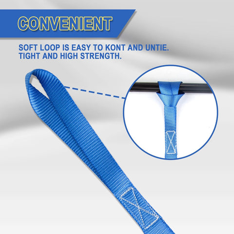 16 Pack 1"X18" Soft Loop Motorcycle Tie down Straps 3600Lbs Load Capacity Tie-Down Loops for Secure Trailering of Bikes, ATV, Lawn Equipment, Blue