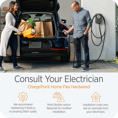 Homeflex Level 2 EV Charger J1772, Hardwired for Electric Car - Fast Smart Battery Power Charging at Home for Electric Automobile Vehicles