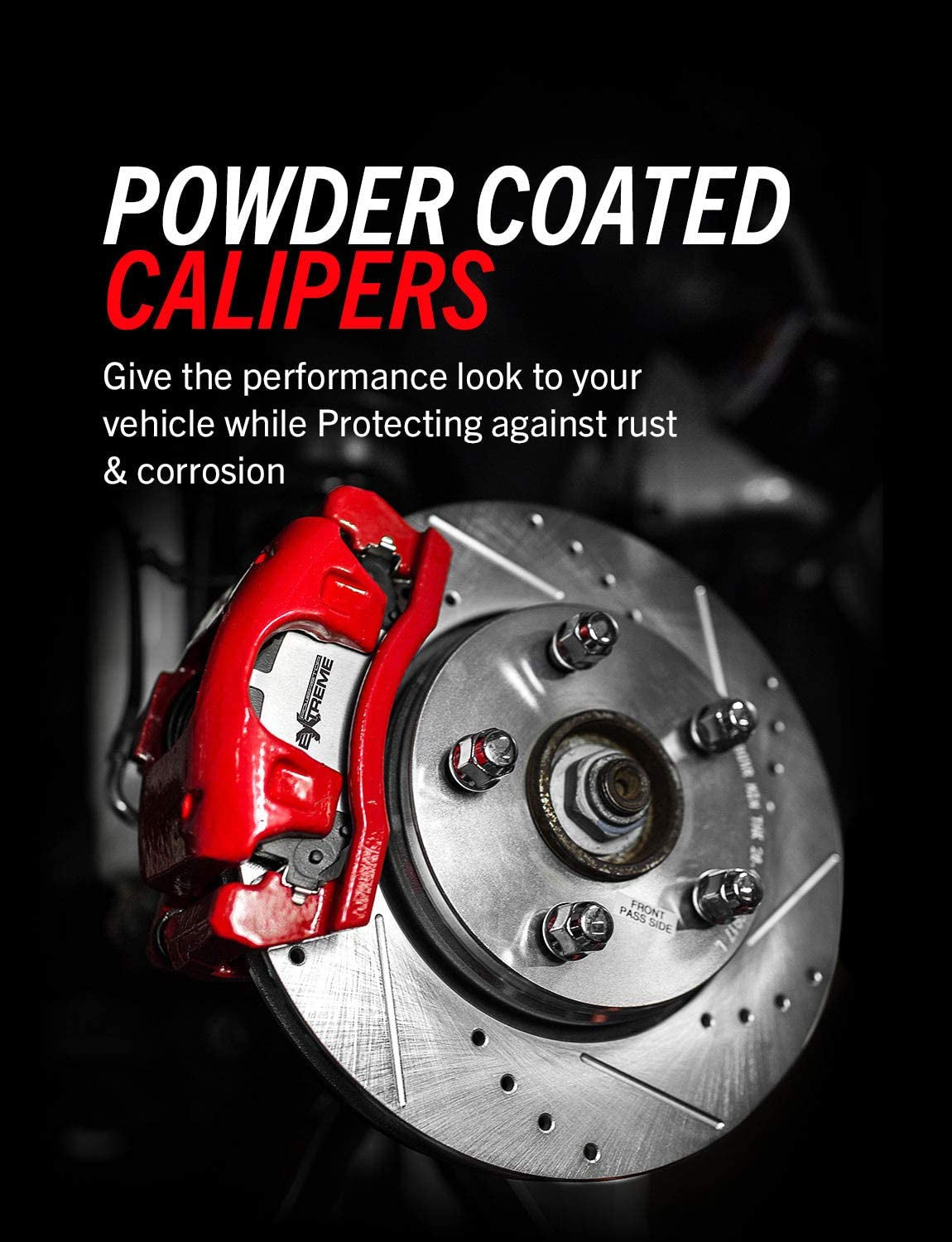 S4858 Rear Pair of High-Temp Red Powder Coated Calipers for 2004 2005 2006 2007 2008 2009 2010 2011 Ford F150 [6 Lug or 7 Lug] | 2006 2007 2008 Lincoln Mark LT