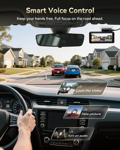 F77 4K+4K Front and Rear Dash Cam with HDR, Dual STARVIS 2 IMX678 Sensor, Voice Control Dash Camera for Cars with 128GB Emmc Storage, 5.8Ghz Wifi, 4'' Touch Screen, 24H Parking Mode