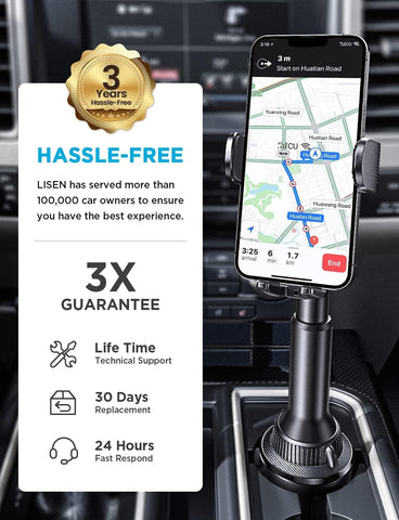 Cup Phone Holder for Car No Shaking Car Phone Holder Mount, 360° Adjustable Car Accessories for Women Truck Jeep, Golf Accessories for Iphone 16E 16 15 14 13 Pro Max Samsung S25 All 4-7'' Phone