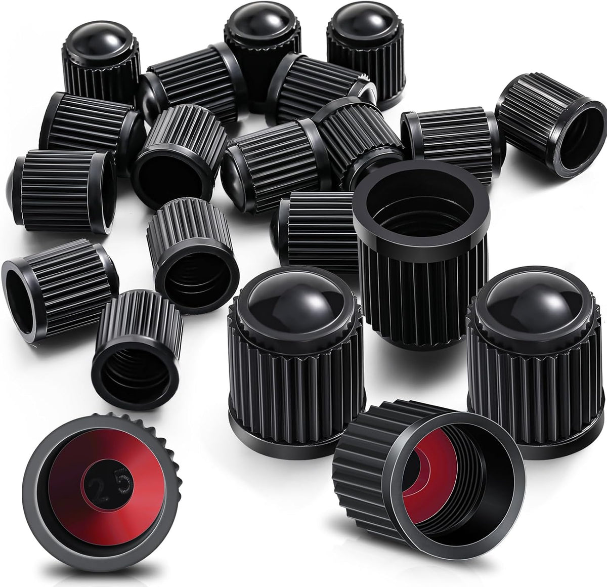 20 Pcck Tire Valve Team Caps Car Tire Caps Plastic Universal Black Stem Covers for Bike Bicycle Cars Suv Trucks Motorcycles