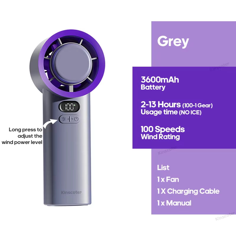 Portable Handheld Turbo Fan 100 Wind Speeds Adjustable Mini Personal Fan Battery Operated Electric Eyelash Fan