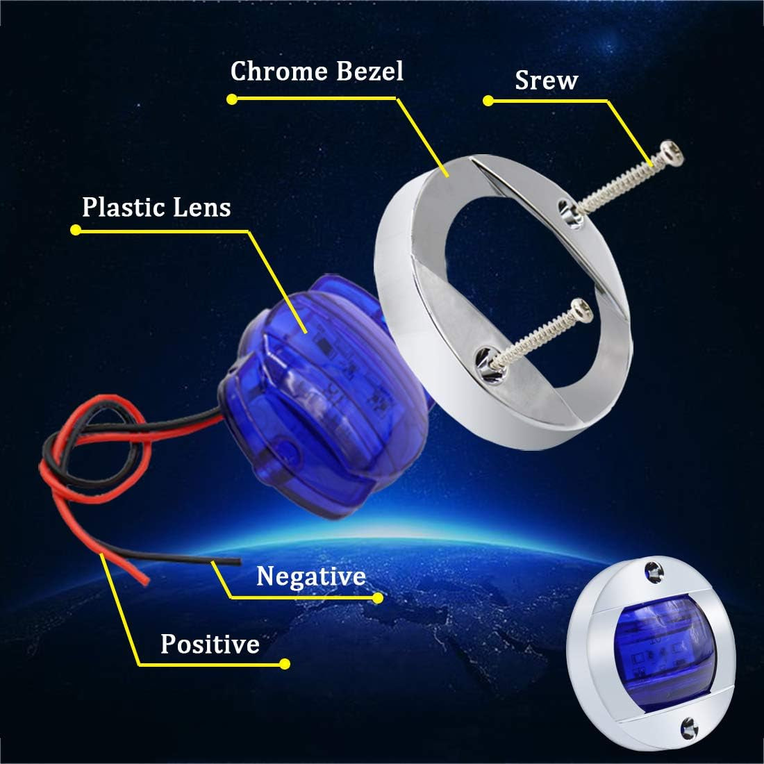 LED Night Fishing Lights - Courtesy, Deck, Navigation Lights for Boats (Blue)