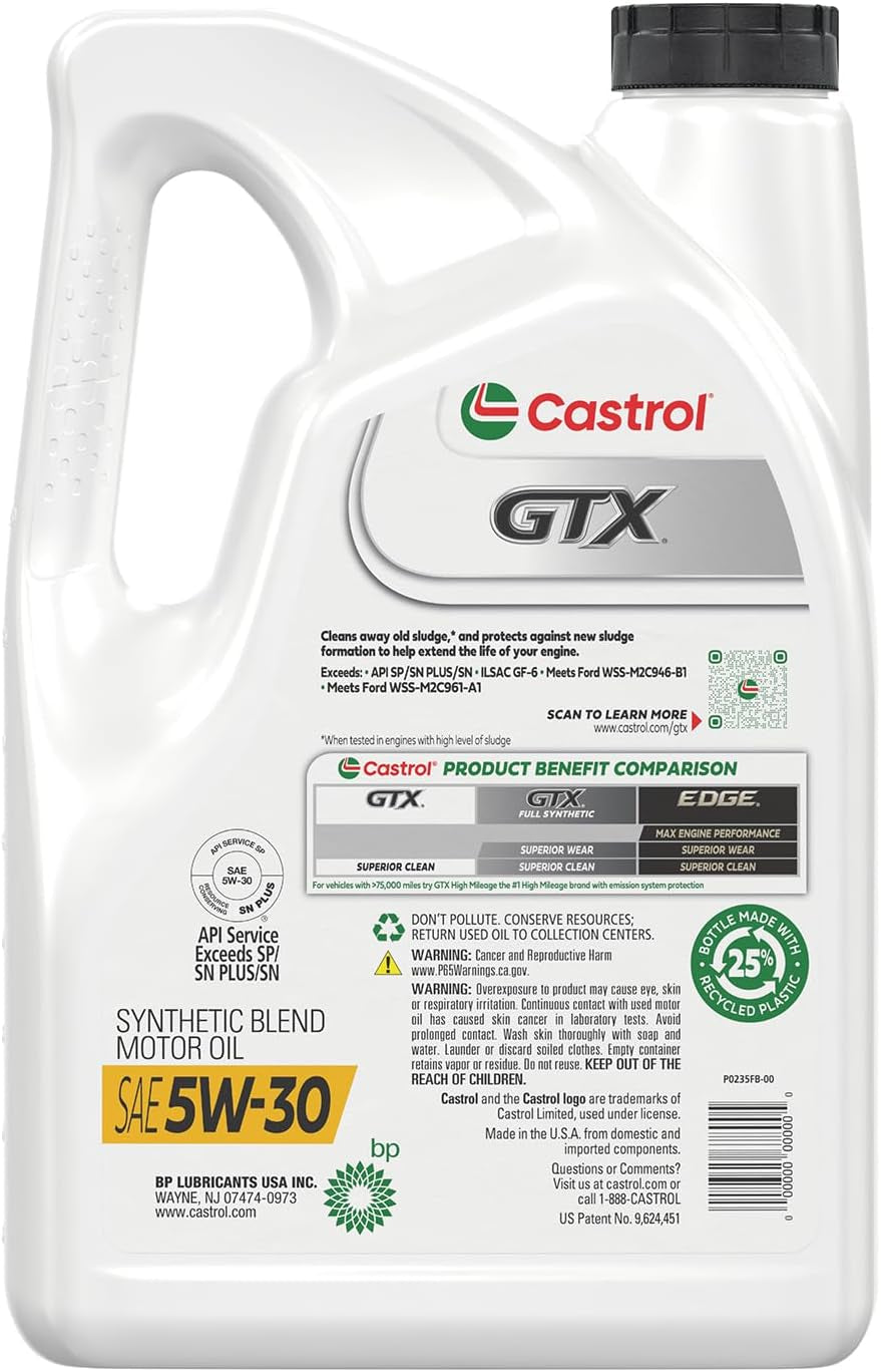 GTX 5W-30 Synthetic Blend Motor Oil, 5 Quarts