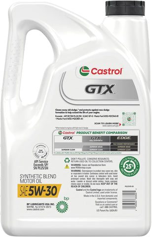 GTX 5W-30 Synthetic Blend Motor Oil, 5 Quarts