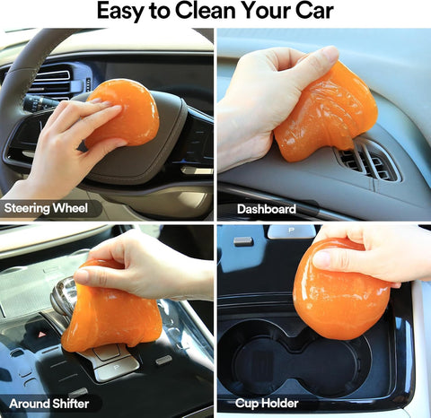 Car Cleaning Gel Pink and Car Cleaning Putty Orange Bundle