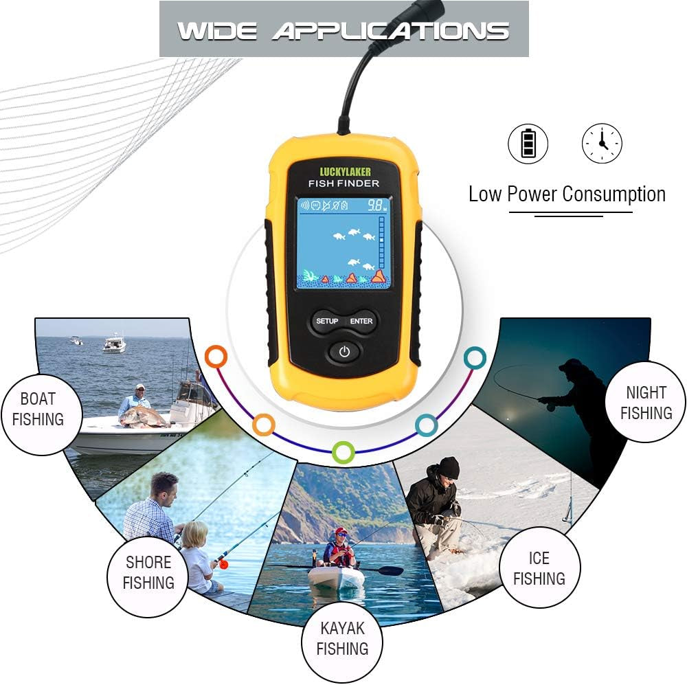 Kayak Handheld Fish Finder Fishing Boat Depth Fishing Finder Display Sonar Fish Finder Portable LCD Boat Canoe
