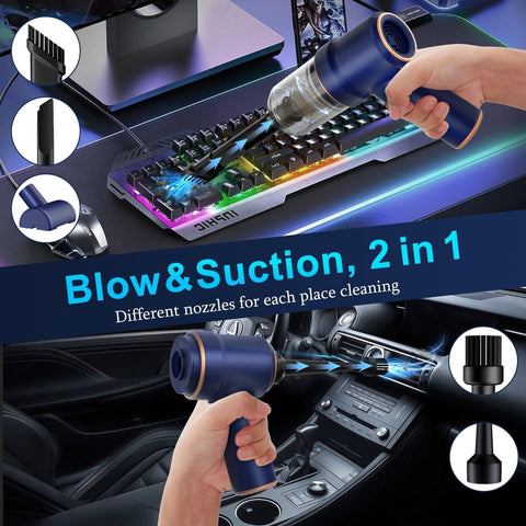 Handheld Car Vacuum Cleaner, 9000Pa Vacuum Cleaner and Air Duster, 120W High Power Hand Held Vacuum with LED Light and Multi-Nozzles for Car, Home, Office, Pet