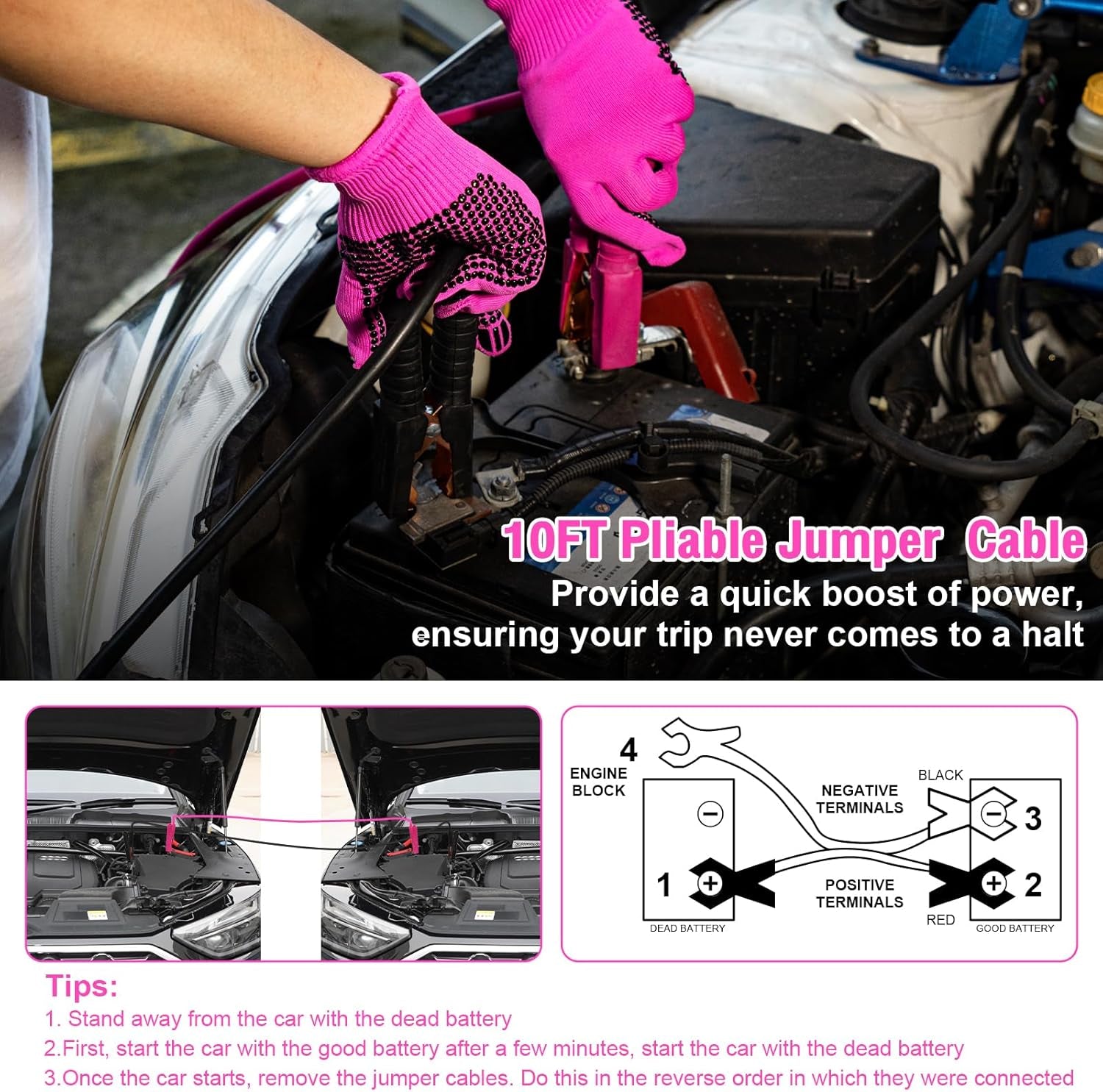 14PCS Car Cleaning Detailing Kit Interior Cleaner with High Power Car Vacuum and 56PCS Roadside Emergency Car Safety Kit