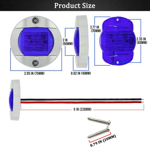 LED Night Fishing Lights - Courtesy, Deck, Navigation Lights for Boats (Blue)