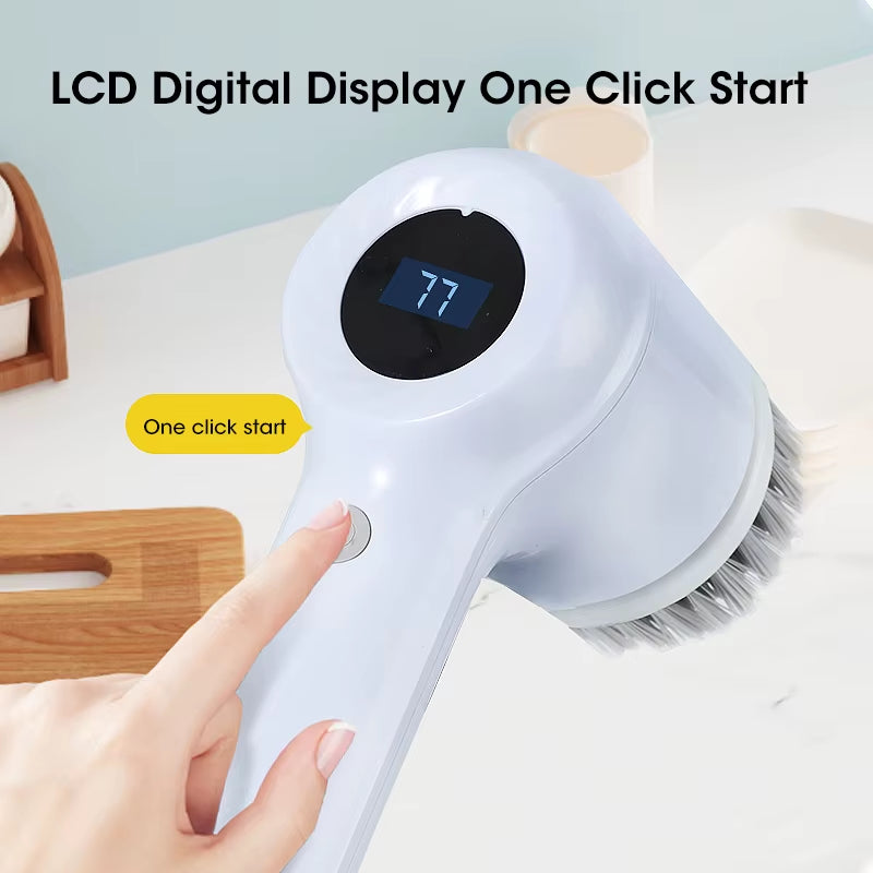 Electric Spin Scrubber, Bathroom Cordless Cleaning Brush Power Scrubber with 5 Replaceable Brush Heads, Electric Cleaning Brush