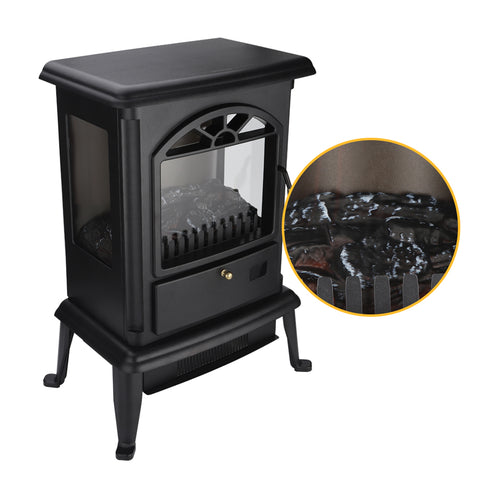 1500W Freestanding Three-door Glass 3D Flame Fireplace with Remote Control/Quartz tube heating/Fake Firewood/7 Color/4 levels of brightness