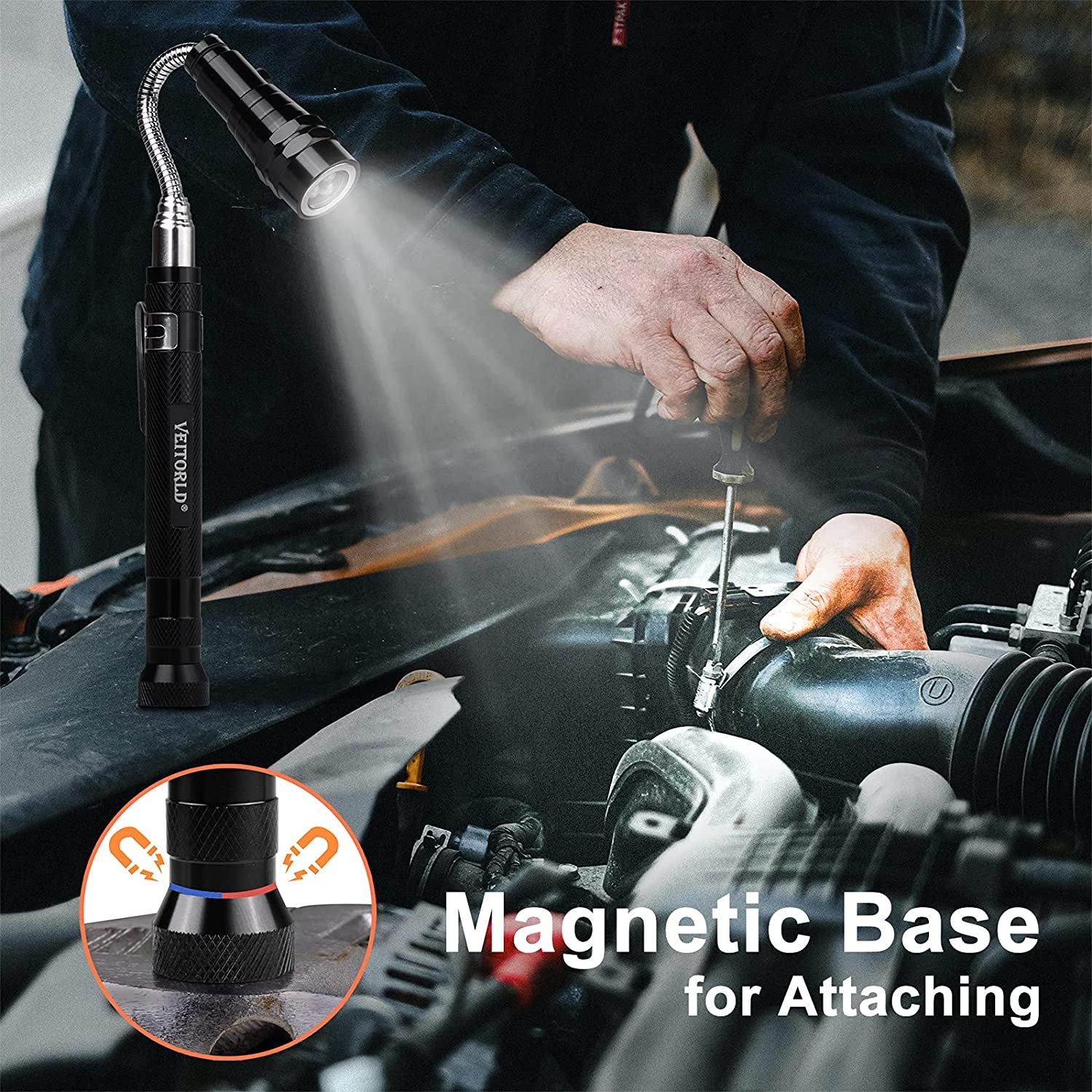 Gifts for Dad Men from Daughter Son Wife, Fathers Day, Extendable Magnetic Flashlight, Telescoping Magnet Pickup Tool, Cool Birthday Gifts for Father Grandpa Husband Boyfriend Women
